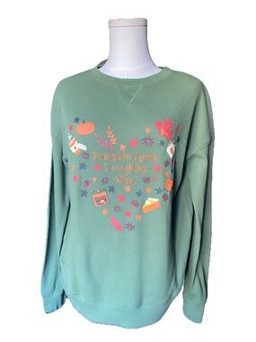 Feeling Festive Pumpkin Spice Green Waffle Knit Top